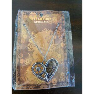 SteamPunk Stainless Steel 2 Tone Gears Metal Necklace 22" - 2" x 1 7/8" NEW